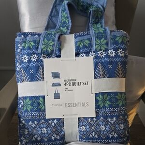 Martha Stewart Essentials Blue and Green Quilt Set